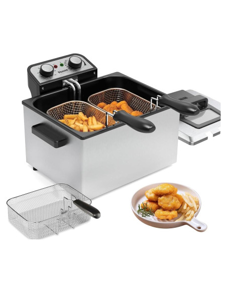Freidora eléctrica Vexon 5L 1800W 3 cestas acero inoxidable Freidora eléctrica Vexon 5L 1800W 3 cestas acero inoxidable