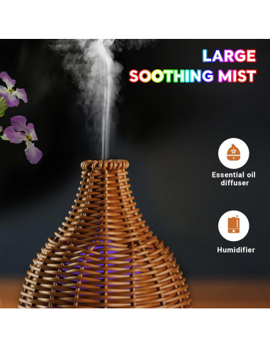 Difusor de Aceite Esencial SENMUL 100mL Ratán Control Remoto