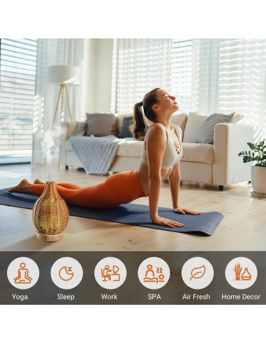 Difusor de Aceite Esencial SENMUL 100mL Ratán Control Remoto