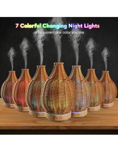 Difusor de Aceite Esencial SENMUL 100mL Ratán Control Remoto