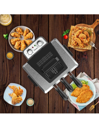 Freidora eléctrica Vexon 5L 1800W 3 cestas acero inoxidable