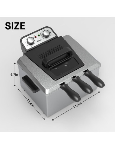 Freidora eléctrica Vexon 5L 1800W 3 cestas acero inoxidable