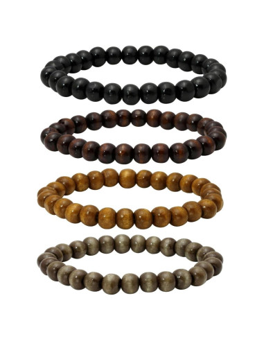 Pulsera de Cuentas de Madera Eigso 4 Pcs 8mm para Meditación