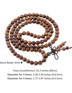 Pulsera Mala Budista Tibetana SUNYIK 108 Cuentas Madera Natural 2