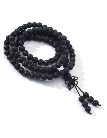 Pulsera de Oración Mala 108 Cuentas 6mm Roca de Lava Negra Pulsera de Oración Mala 108 Cuentas 6mm Roca de Lava Negra