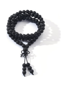 Pulsera de Oración Mala 108 Cuentas 6mm Roca de Lava Negra 2