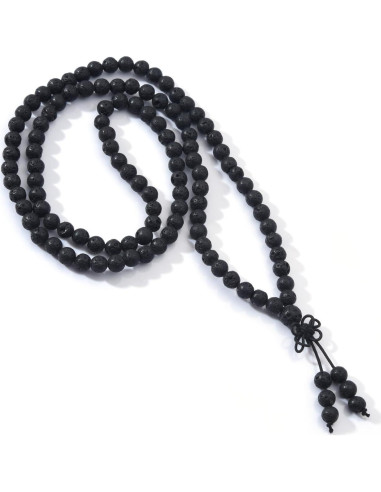 Pulsera de Oración Mala 108 Cuentas 6mm Roca de Lava Negra