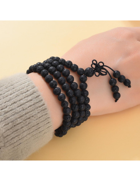 Pulsera de Oración Mala 108 Cuentas 6mm Roca de Lava Negra Pulsera de Oración Mala 108 Cuentas 6mm Roca de Lava Negra