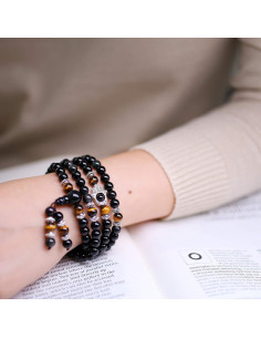 Collar Pulsera Mala COAI 108 Cuentas Obsidiana y Hamsa 2