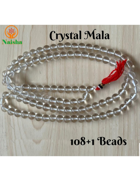 Collar Mala de Sphatik NAISHA 108 Cuentas para Meditación