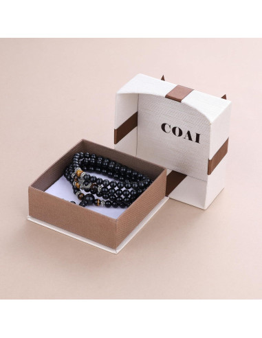 Collar Pulsera Mala COAI 108 Cuentas Obsidiana y Hamsa