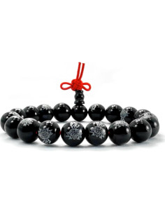 Brazalete de Obsidiana Negra Tibetano Budista Unisex 2