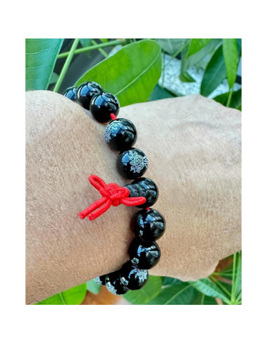 Brazalete de Obsidiana Negra Tibetano Budista Unisex