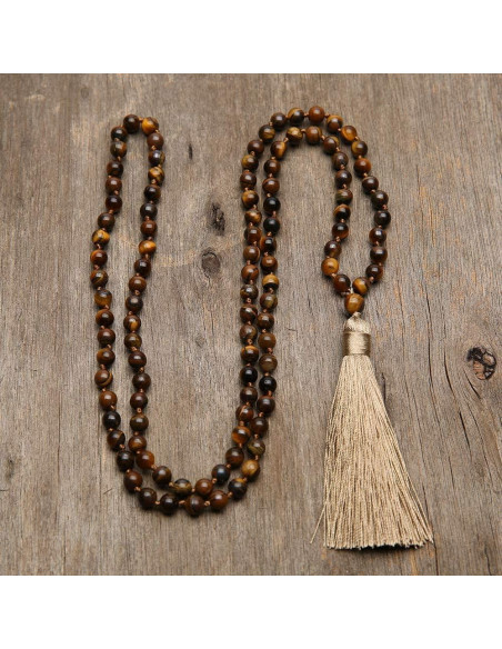 Collar Mala de Beads Chakra 50cm BALIBALI Ojo de Tigre