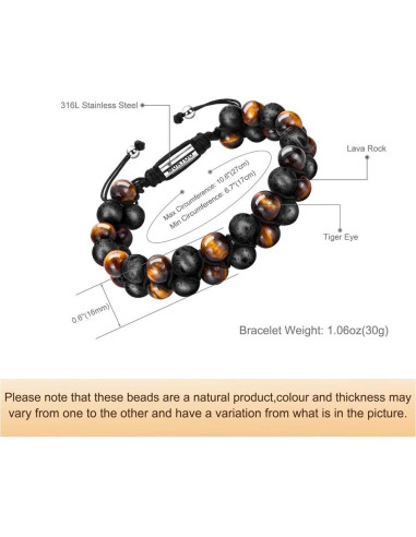 Pulsera de Chakra Murtoo de Cuentas Naturales 8mm para Meditación