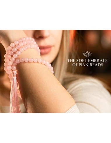 Collar Japamala AURA 108 Cuentas de Cuarzo Rosa 8 mm