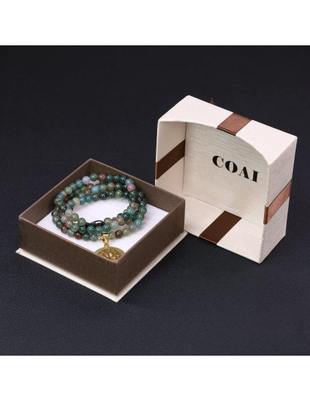 Collar Mala COAI 108 Cuentas Ágata India 6mm Árbol de la Vida