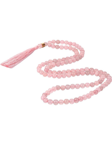 Collar Japamala AURA 108 Cuentas de Cuarzo Rosa 8 mm