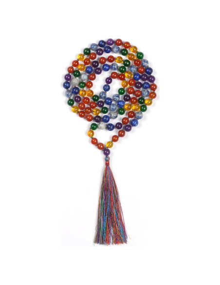Collar de 108 cuentas de piedra 7 chakras Jain Global 8mm