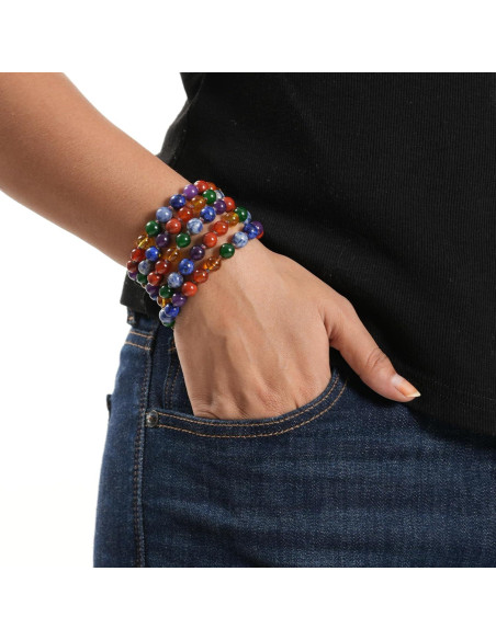 Collar de 108 cuentas de piedra 7 chakras Jain Global 8mm