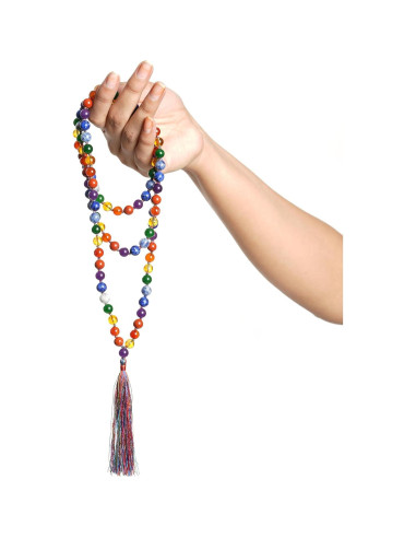 Collar de 108 cuentas de piedra 7 chakras Jain Global 8mm