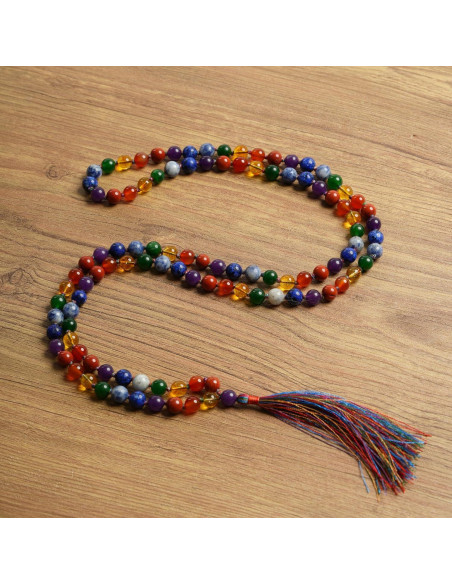 Collar de 108 cuentas de piedra 7 chakras Jain Global 8mm