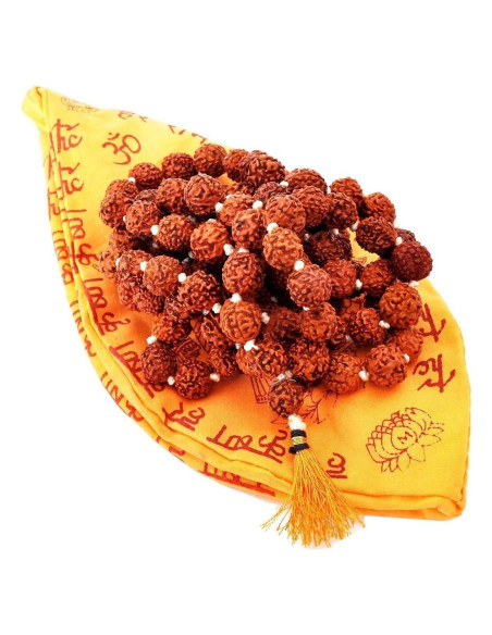 Mala Japa Rudraksha 7mm Certificada con Bolsa Gomukhi