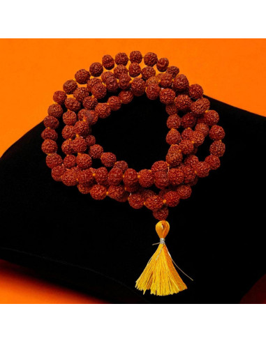 Mala Japa Rudraksha 7mm Certificada con Bolsa Gomukhi