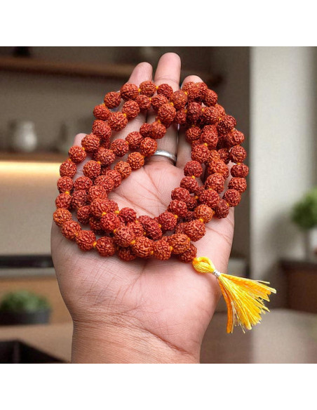 Mala Japa Rudraksha 7mm Certificada con Bolsa Gomukhi
