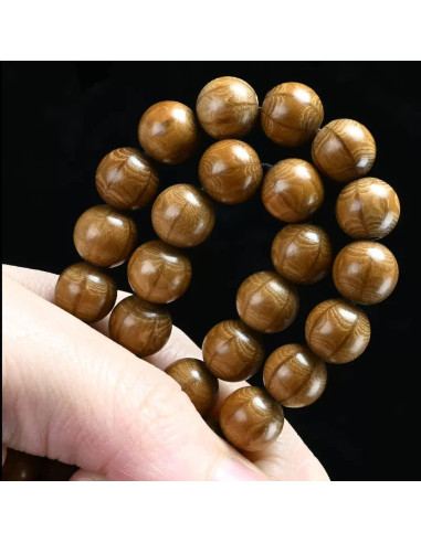 Pulsera Mala de Cuentas de Madera Natural FAZOVIN 108 Cuentas 10 mm