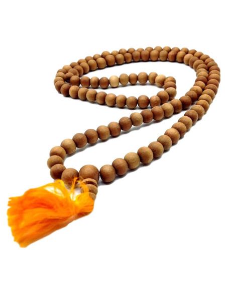 Collar Japa Mala de Sándalo Tibetano 108 Cuentas 8mm - Hecho a Mano