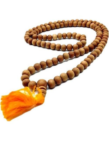 Collar Japa Mala de Sándalo Tibetano 108 Cuentas 8mm - Hecho a Mano