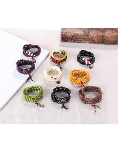 Conjunto de Pulseras de Cuentas Mala YADOCA 9 Piezas Sándalo 2