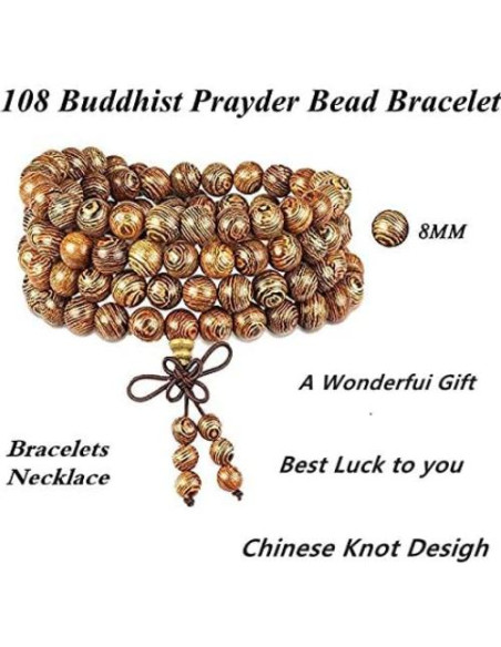 Conjunto de Pulseras de Cuentas Mala YADOCA 9 Piezas Sándalo Conjunto de Pulseras de Cuentas Mala YADOCA 9 Piezas Sándalo