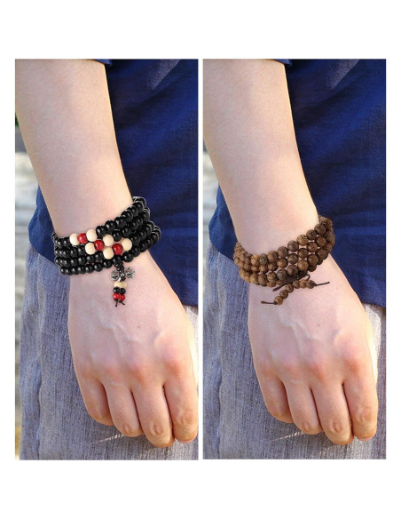 Conjunto de Pulseras de Cuentas Mala YADOCA 9 Piezas Sándalo Conjunto de Pulseras de Cuentas Mala YADOCA 9 Piezas Sándalo