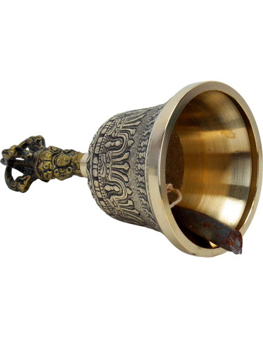 Campana de Mano Tibetana Dorje Vajra 12.7 cm Latón Hecha a Mano