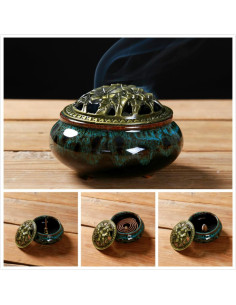 Quemador de Incienso Cerámica LamDawn Redondo 10.16cm Azul 2