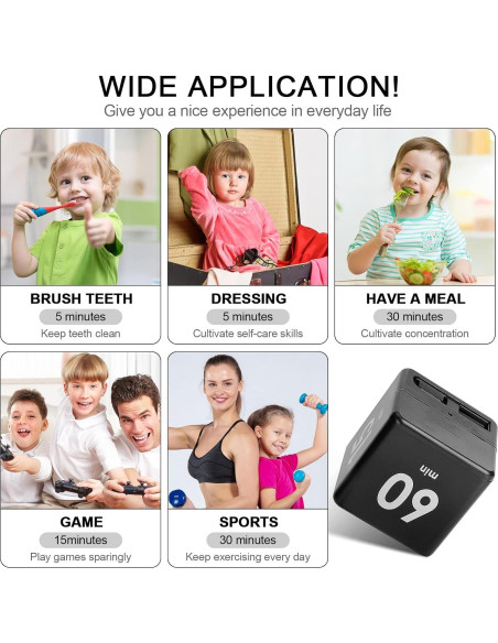 Temporizador Cubo Weewooday 15-20-30-60 Minutos Negro