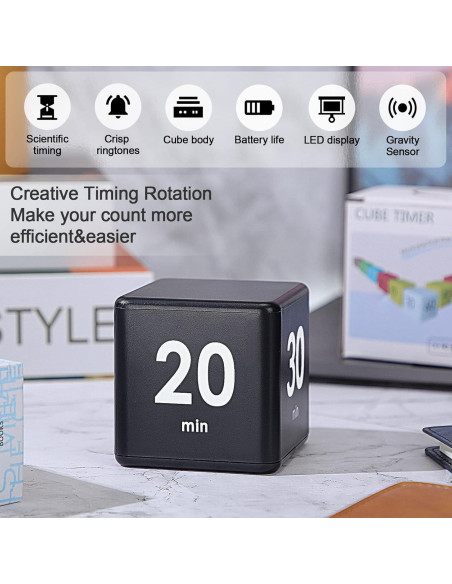 Temporizador Cubo Weewooday 15-20-30-60 Minutos Negro