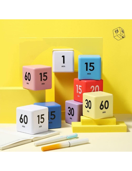 Temporizador Cubo Feilifan Rosa - Gestión del Tiempo 15-60 Min Temporizador Cubo Feilifan Rosa - Gestión del Tiempo 15-60 Min