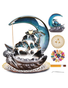 Quemador de Incienso de Retroceso Zvaiuk Luna Azul con 100 Conos