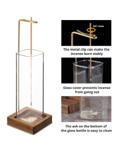 Quemador de Incienso DNZRONK de Vidrio y Madera 20.3 cm 2