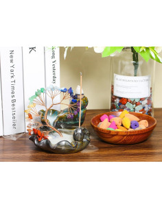 Quemador de Incienso DUQGUHO Cerámico Árbol de Cristal 30 Conos 2