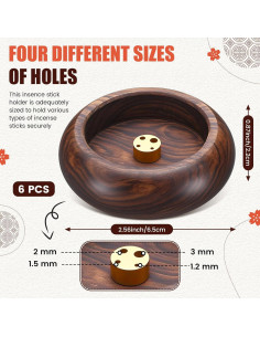 Soporte de Incienso Redondo de Madera Honeydak - 6 Pcs, 16.5 cm 2