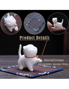 Soporte de Incienso Gato Cerámica JFGLORIX 7.5x3x6 cm 2
