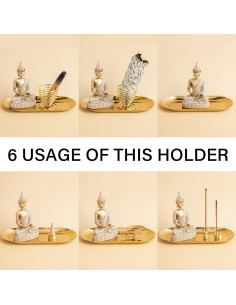 Soporte de Incienso 6 en 1 ZenBless - Palo Santo y Buda Dorado 2