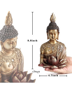 Estatua de Buda dorado con soporte para incienso Smadeer 22.4 cm 2