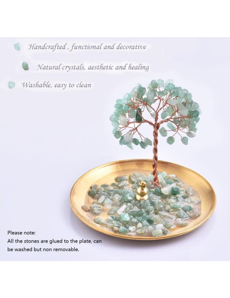 Soporte de Incienso U/D de Cristal Sanador Verde 12 cm