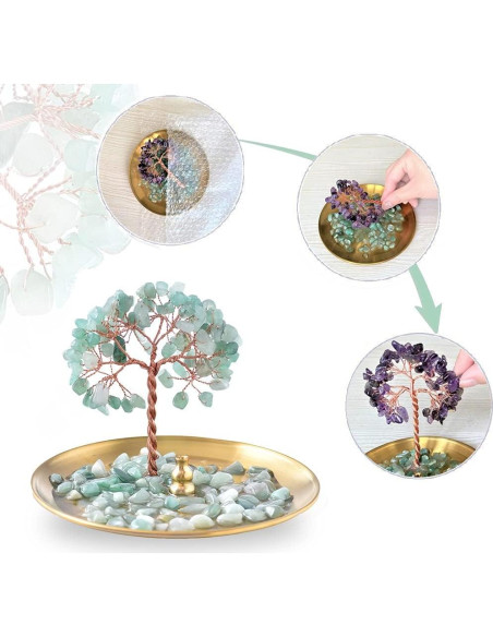 Soporte de Incienso U/D de Cristal Sanador Verde 12 cm