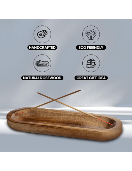 Soporte de Incienso UnitedPrime de Madera 28x10 cm Hecho a Mano